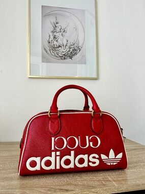 🔥 NWT Adidas x Gucci Red Leather Mini Duffle Bag